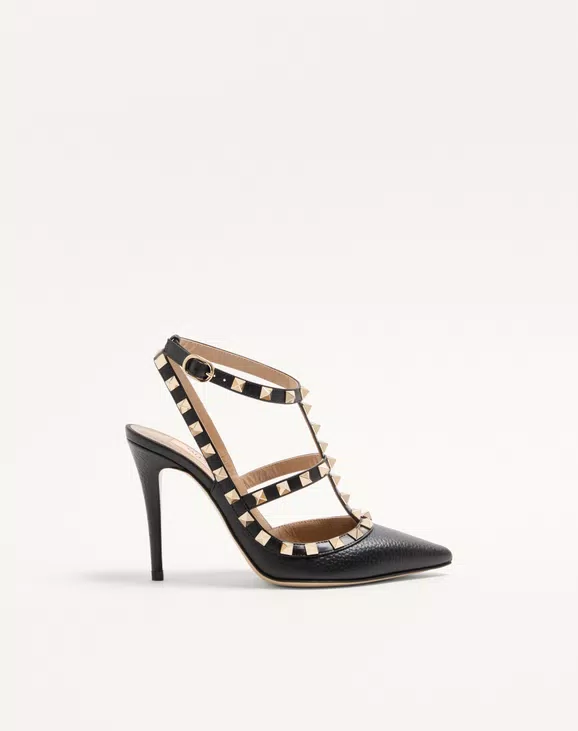 Valentino Rockstud Grainy Leather Ankle Strap Pump 100 Mm - Image 1